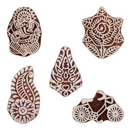 Set of 5 Piece New Mix Wooden Printing Blocks